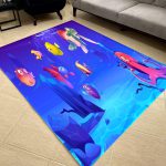 فرشینه مخمل اتاق کودک طرح انمیشن ماهی دریایی کد 40031