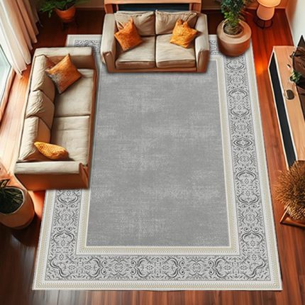 خرید فرش ماشینی وینتیج کد 222 رنگ نقره ای