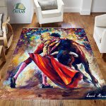 فرشینه مخمل طرح گاو سبک رنگ روغن کد 83109