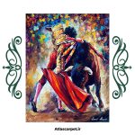 فرشینه مخمل طرح گاو سبک رنگ روغن کد 83109