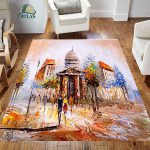 فرشینه مخمل طرح خیابان سبک رنگ روغن کد 83011