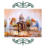 فرشینه مخمل طرح خیابان سبک رنگ روغن کد 83011