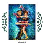 فرشینه مخمل طرح چهره و بغل سبک رنگ روغن کد 83110