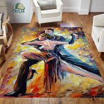 فرش مدرن طرح چهره و بغل سبک رنگ روغن کد 83119