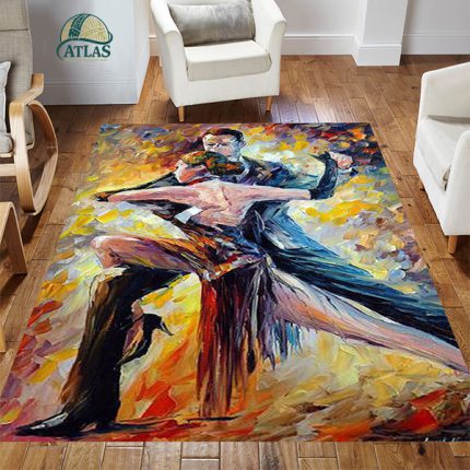 فرش مدرن طرح چهره و بغل سبک رنگ روغن کد 83119