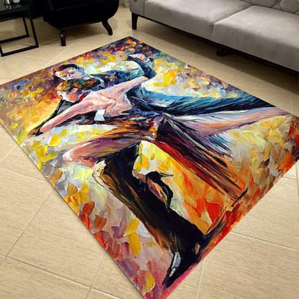 فرش مدرن طرح چهره و بغل سبک رنگ روغن کد 83119