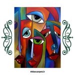 فرش مدرن طرح مجسمه سبک رنگ روغن کد 83132