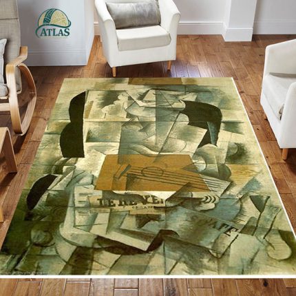 فرشینه مخمل زمینه سبز سبک رنگ روغن کد 83137