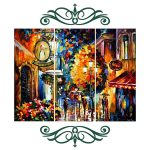 فرشینه مخمل طرح خیابان سبک رنگ روغن کد 83014