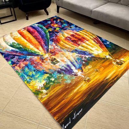 فرشینه مخمل طرح بالن و آسمان سبک رنگ روغن کد 83168