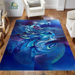 فرشینه مخمل زمیه آبی سبک رنگ روغن کد 83170