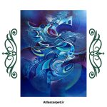 فرشینه مخمل زمیه آبی سبک رنگ روغن کد 83170