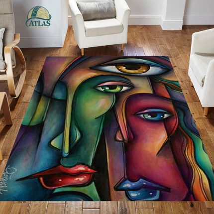 فرشینه مخمل طرح چهره سبک رنگ روغن کد 83173