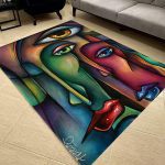 فرشینه مخمل طرح چهره سبک رنگ روغن کد 83173