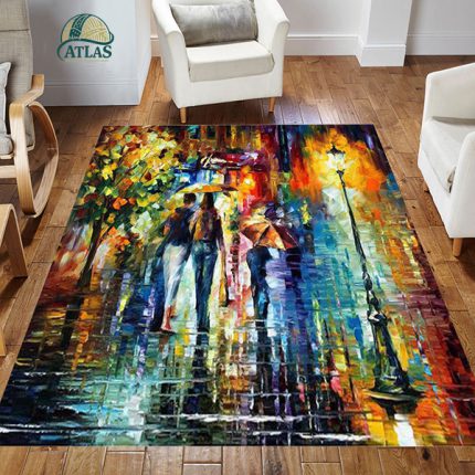 فرشینه مخمل طرح باغ سبک رنگ روغن کد 83020