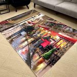 فرشینه مخمل طرح خیابان سبک رنگ روغن کد 83003
