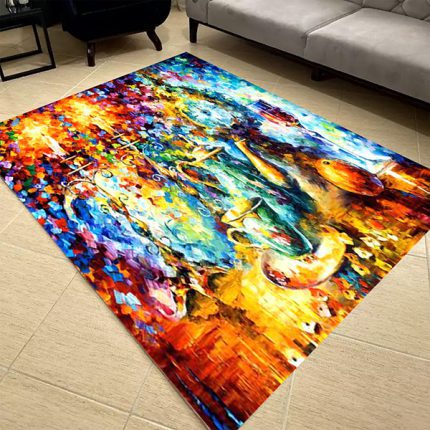 فرشینه مخمل آشپرخانه سبک رنگ روغن کد 83046
