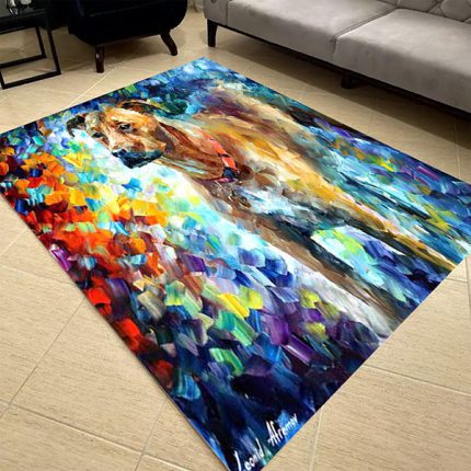 فرشینه مخمل طرح سگ سبک رنگ روغن کد 83057
