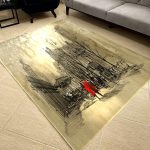 فرشینه مخمل طرح شهر و خیابان سبک رنگ روغن کد 83061