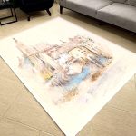 فرشینه مخمل طرح شهر سبک رنگ روغن کد 83063