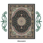 فرشینه طرح فرش گوهر رنگ سرمه ای کد 9041