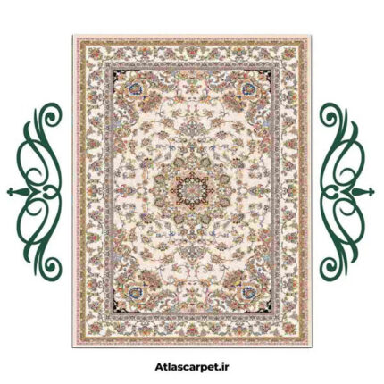 فرشینه طرح فرش خطیبی رنگ کرم کد 9044