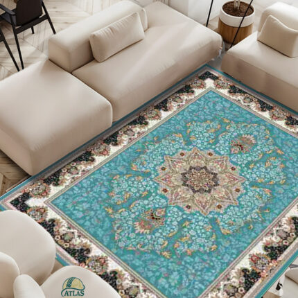 خرید فرشینه طرح فرش هیوا رنگ آبی کد 90124