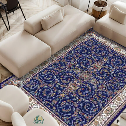 فرشینه طرح فرش افشان رنگ آبی کد 9013