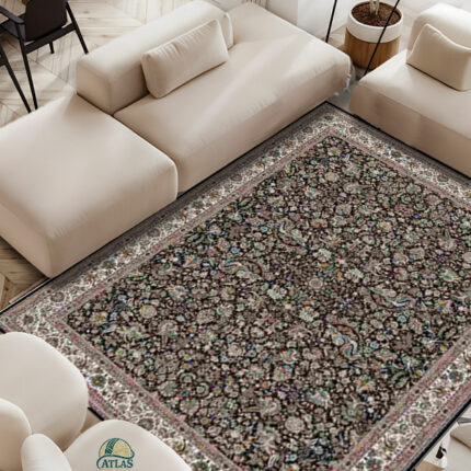 خرید فرشینه طرح فرش افشان رنگ مشکی کد 90132
