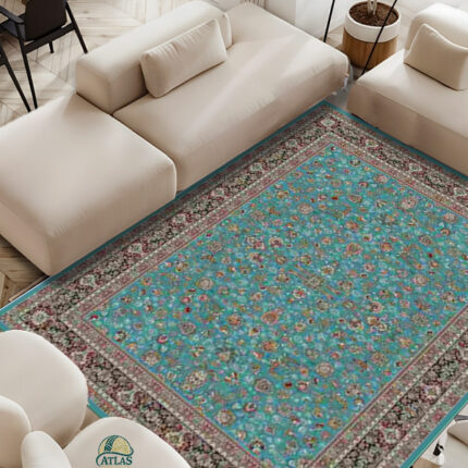 خرید فرشینه طرح فرش افشان رنگ آبی کد 90135
