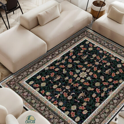 خرید فرشینه طرح فرش افشان رنگ مشکی کد 90136
