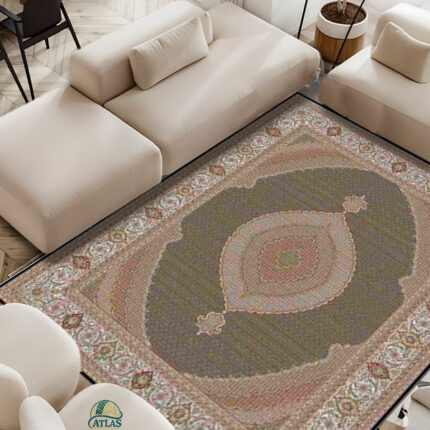 خرید فرشینه طرح فرش ریزماهی رنگ بژ کد 90141
