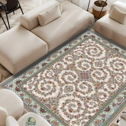 خرید فرشینه طرح فرش افشان خوشه ای رنگ بژ کد 90144