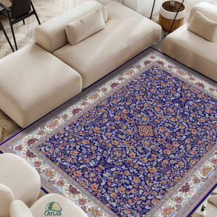 خرید فرشینه طرح فرش افشان رنگ سرمه ای کد 90145