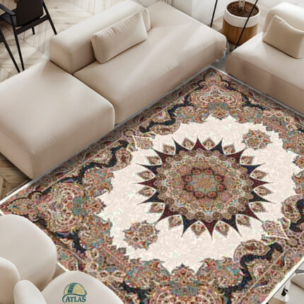 خرید فرشینه طرح فرش رنگ کرم کد 90146