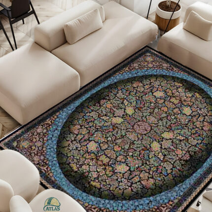 خرید فرشینه طرح فرش افشان رنگ سرمه ای کد 90154
