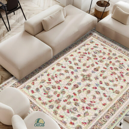 فرشینه طرح فرش افشان رنگ کرم کد 9024