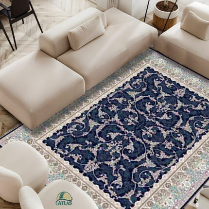 فرشینه طرح فرش افشان رنگ آبی کد 9036