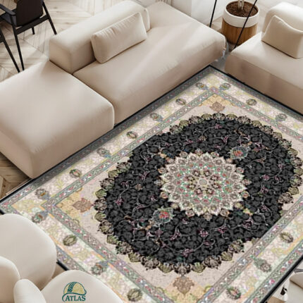 فرشینه طرح فرش آنیسا رنگ دودی کد 9049