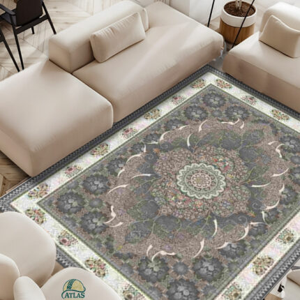 فرشینه طرح فرش وینتیج رنگ مسی کد 9055 7 فرشینه طرح فرش وینتیج رنگ مسی کد 9055