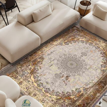 فرشینه طرح فرش وینتیج رنگ مسی کد 9055
