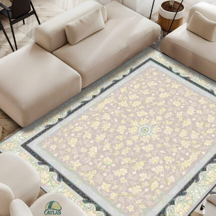 فرشینه طرح فرش افشان رنگ کرم کد 9056