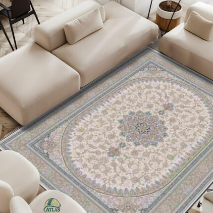 فرشینه طرح فرش کاترین رنگ کرم کد 9059