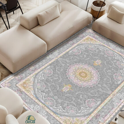فرشینه طرح فرش رنگ خاکستری کد 9062