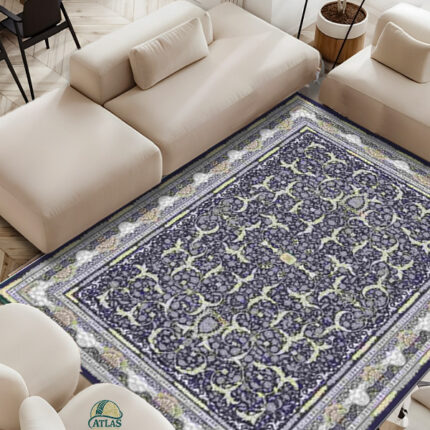 فرشینه طرح فرش افشان رنگ آبی کد 9066