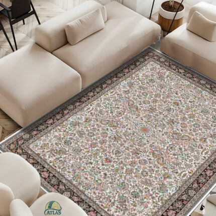 فرشینه طرح فرش افشان رنگ کرم کد 9069