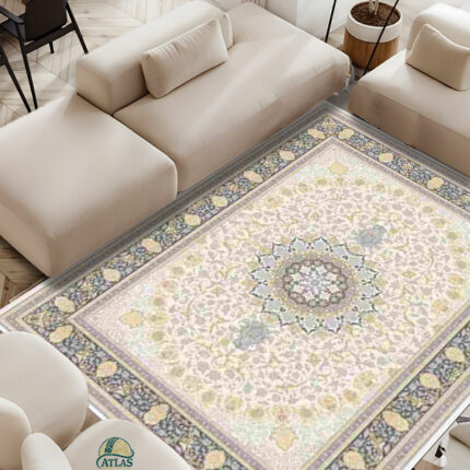 فرشینه طرح فرش کاترین رنگ بژ کد 9073