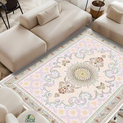فرشینه طرح فرش رنگ نقره ای کد 9074