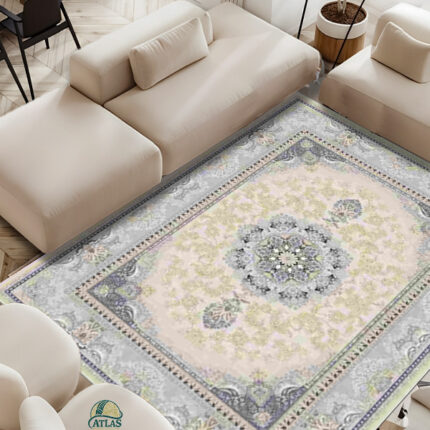 فرشینه طرح فرش رنگ بژ کد 9075