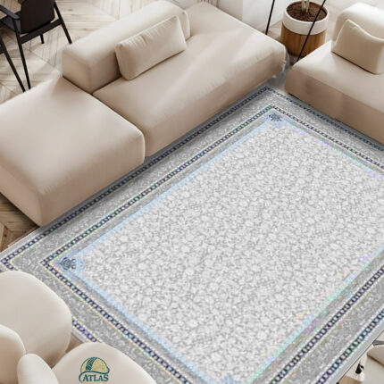 فرش مدرن طرح فرش افشان رنگ نقره ای کد 9076